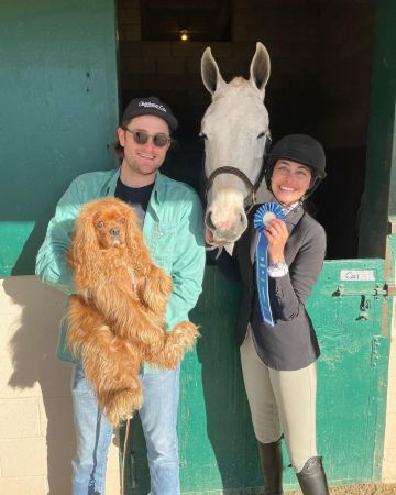 Danielle Gersh with her husband, Thomas Love, her dog, Sebastian, and her horse, Pixie. 
